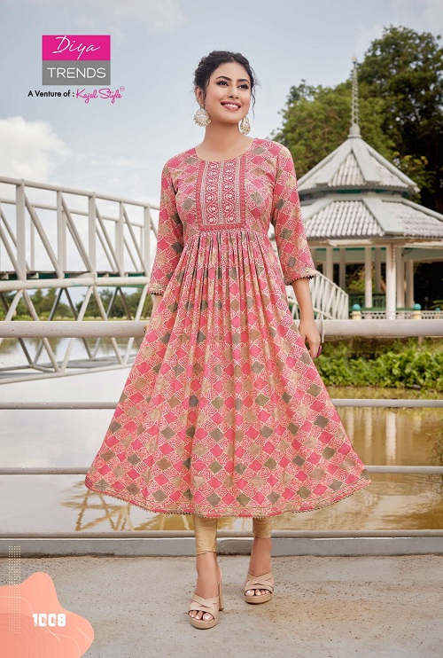 Kajal Colour Flair 1 Fancy Wear Embroidery Kurti Collection